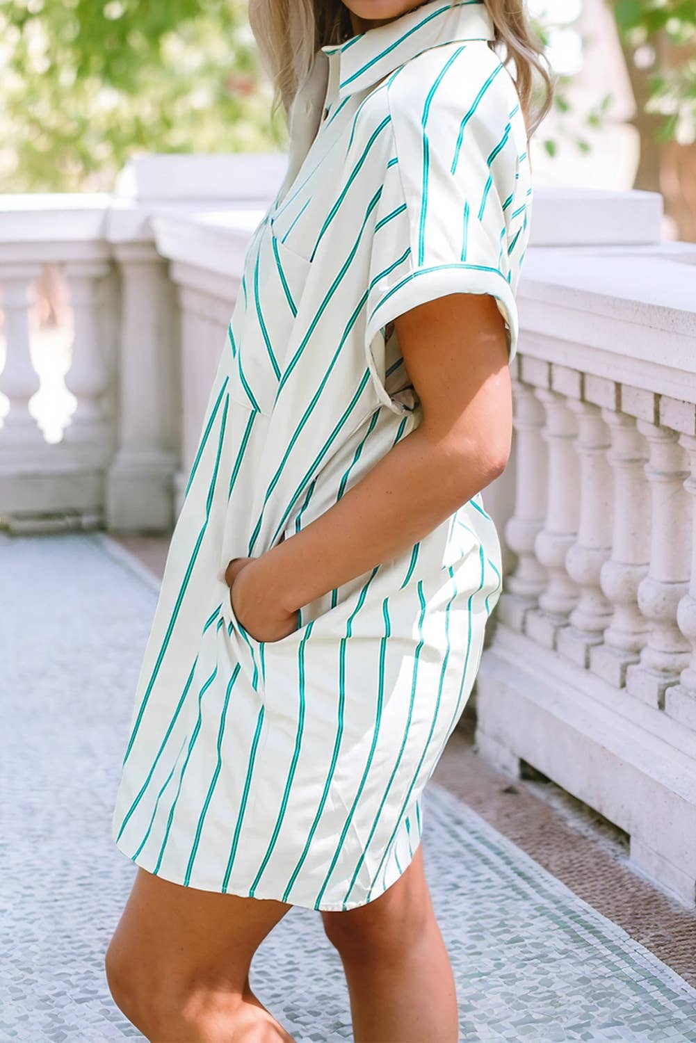 Striped Mini Shirt Dress
