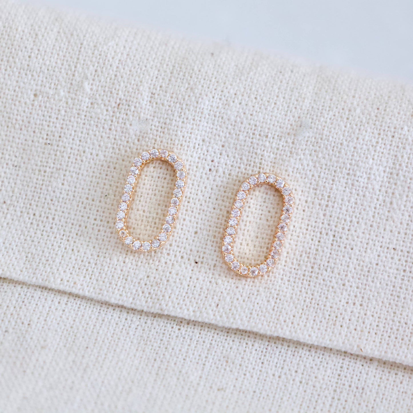 CZ Oval Stud Earring