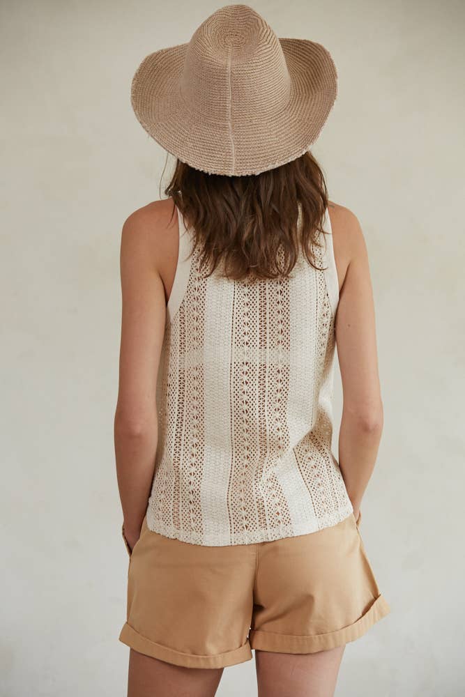 Carline Crochet Tank Woven Cotton