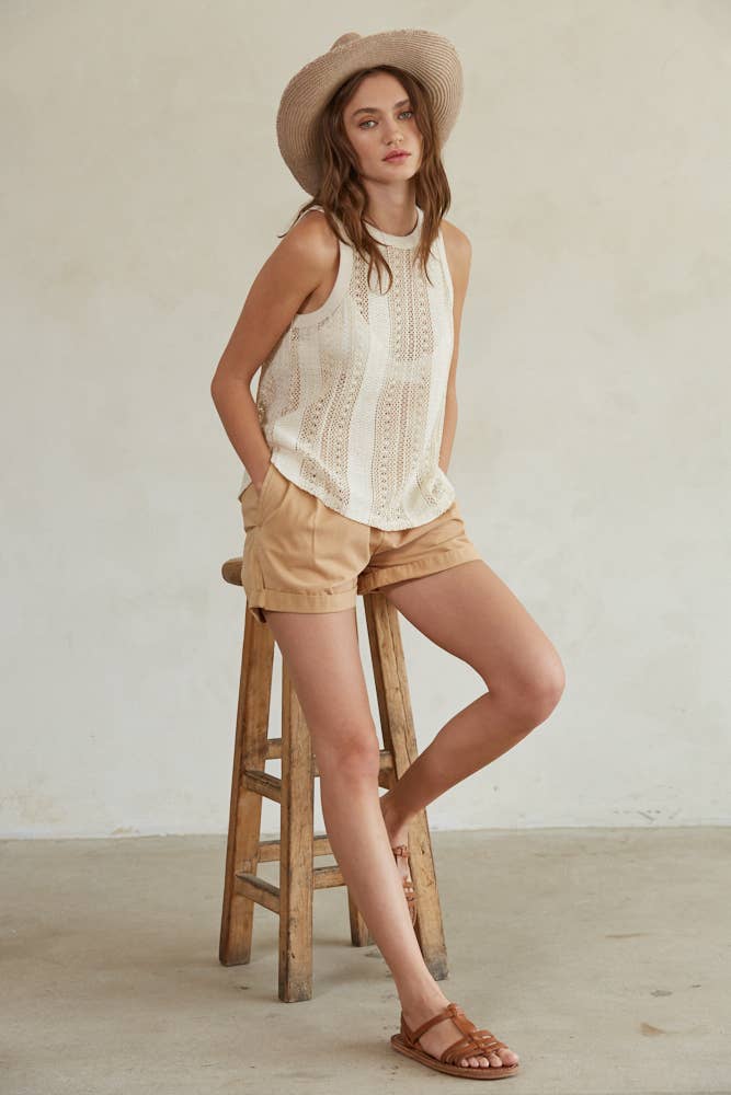 Carline Crochet Tank Woven Cotton