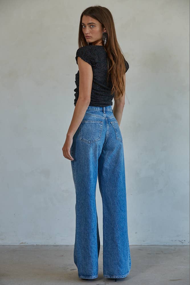 Knit Square Neck Short Sleeve Top