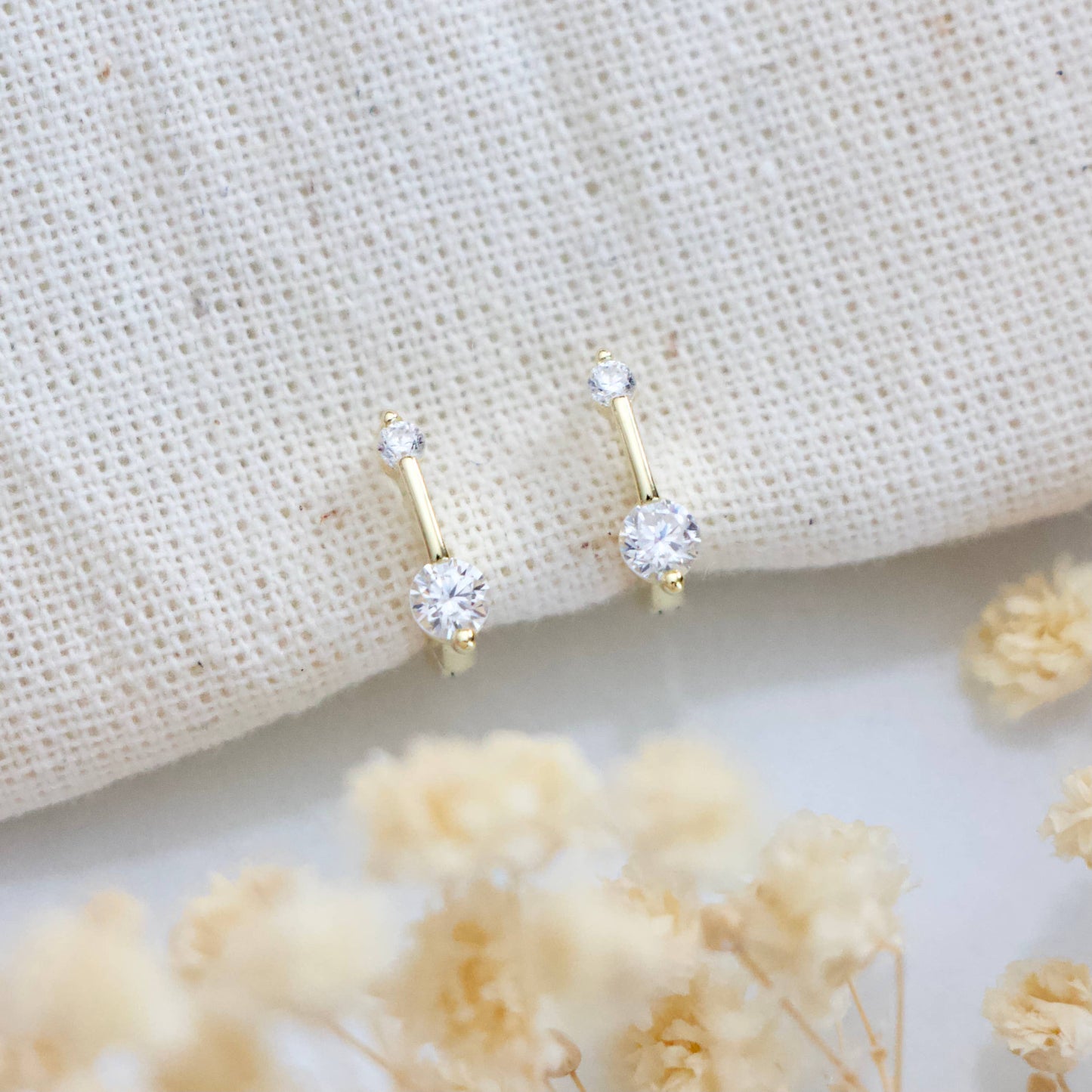 Zircon Pen Huggie Hoop Earrings -Hypoallergenic, Sterling Si