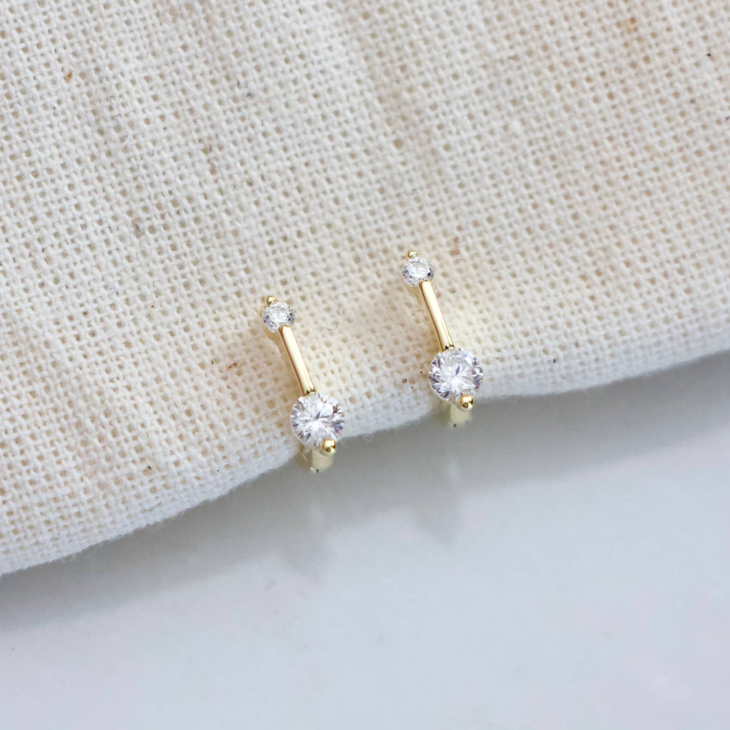 Zircon Pen Huggie Hoop Earrings -Hypoallergenic, Sterling Si