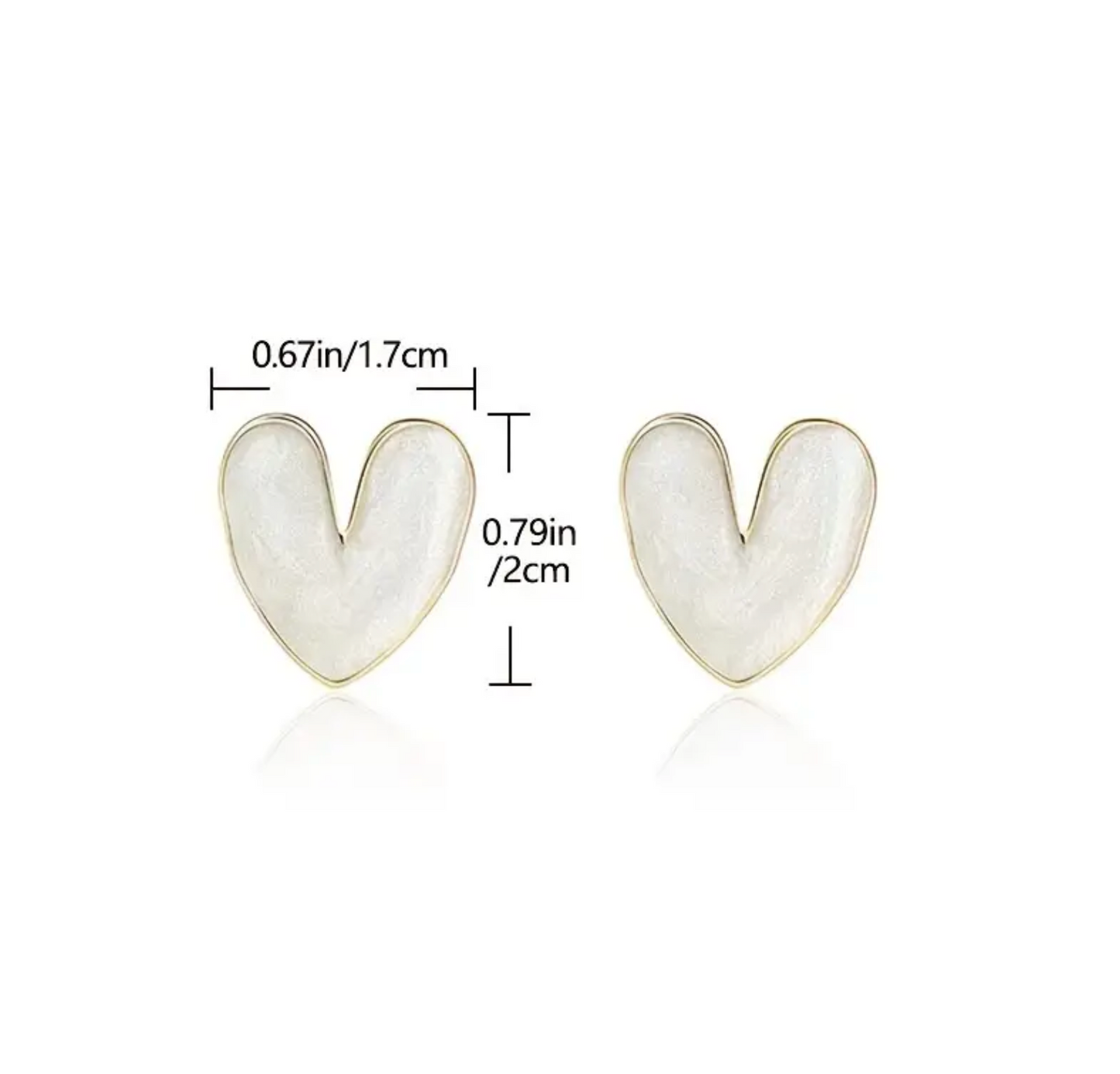 White Heart Stud Earrings