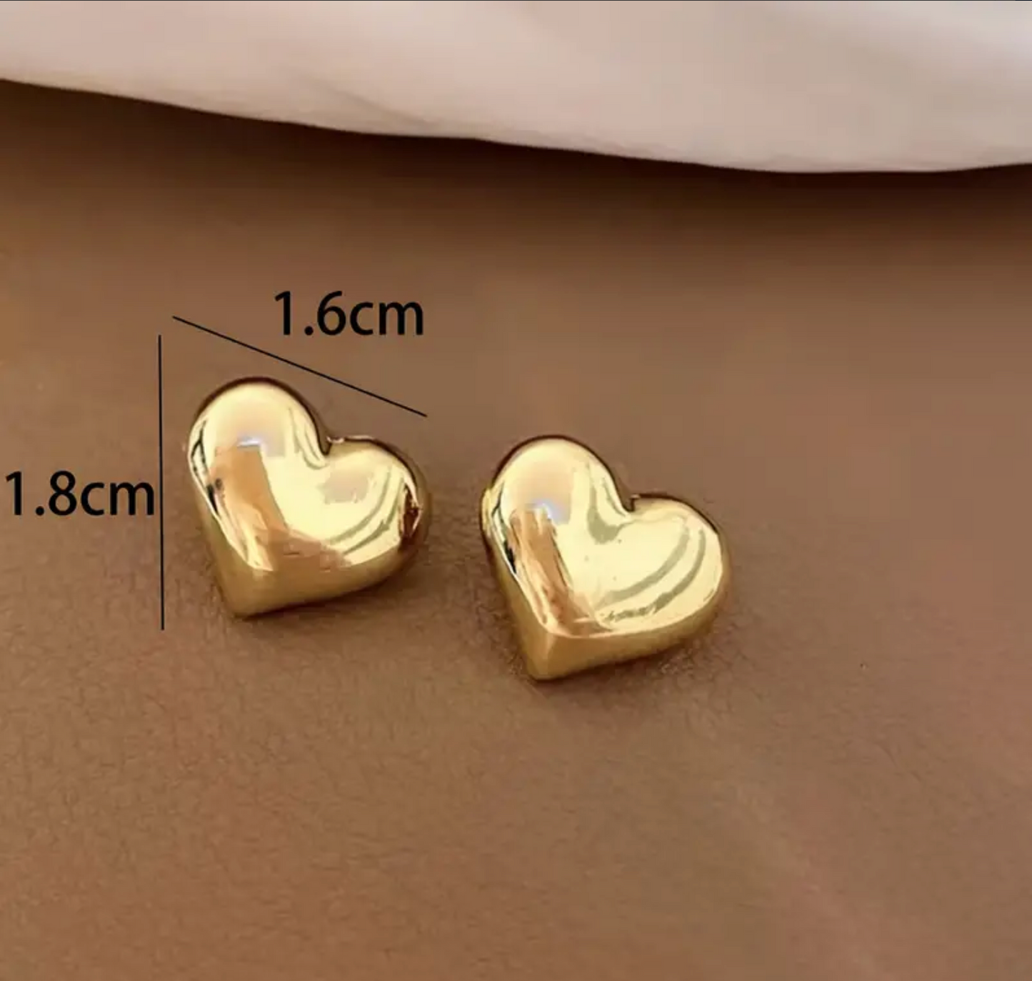 Gold Large Heart Stud Earring