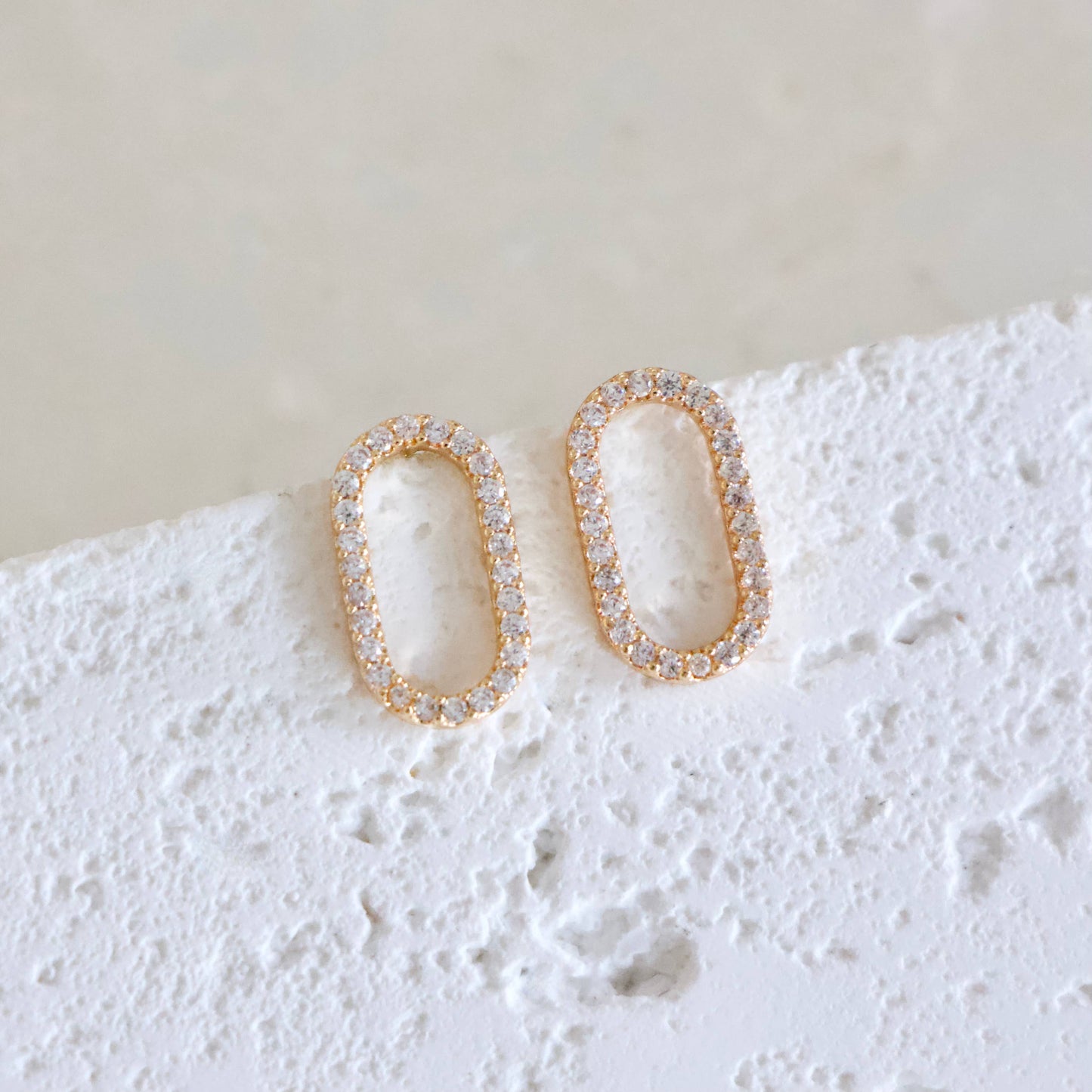 CZ Oval Stud Earring