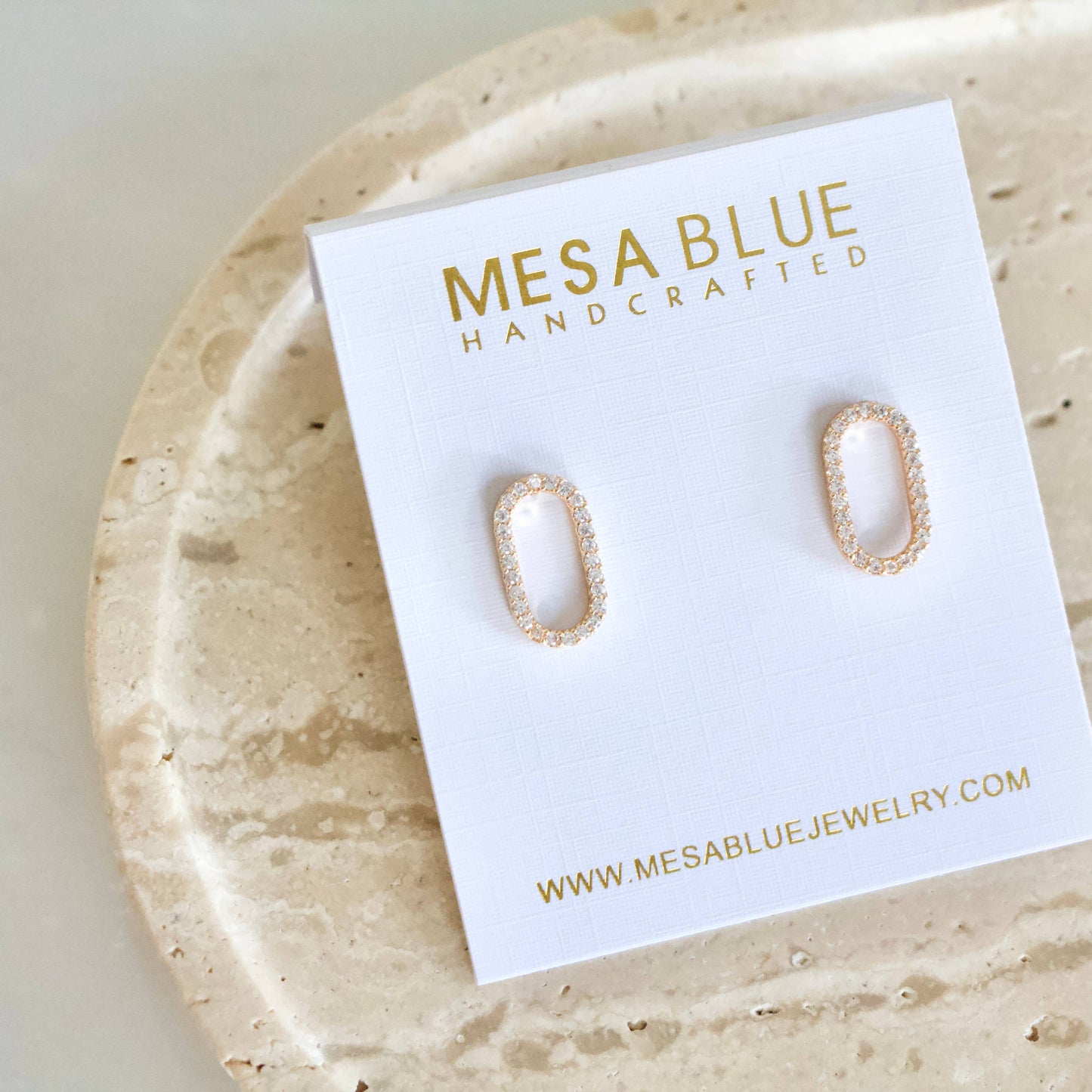 CZ Oval Stud Earring
