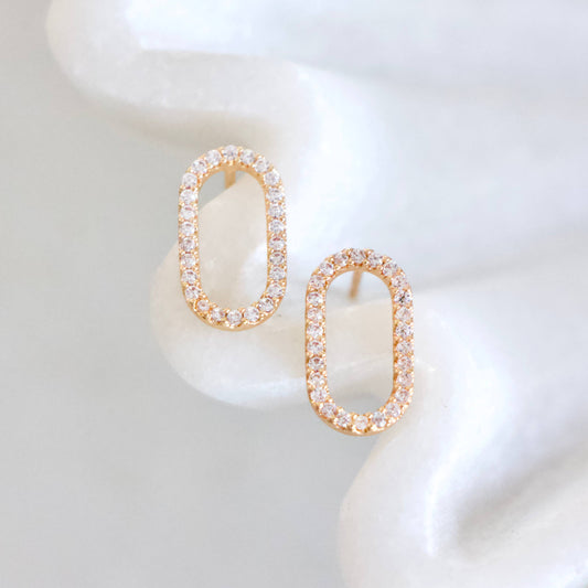 CZ Oval Stud Earring