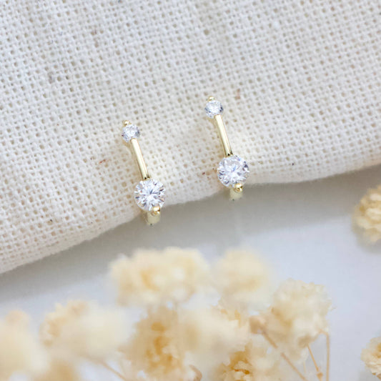 Zircon Pen Huggie Hoop Earrings -Hypoallergenic, Sterling Si